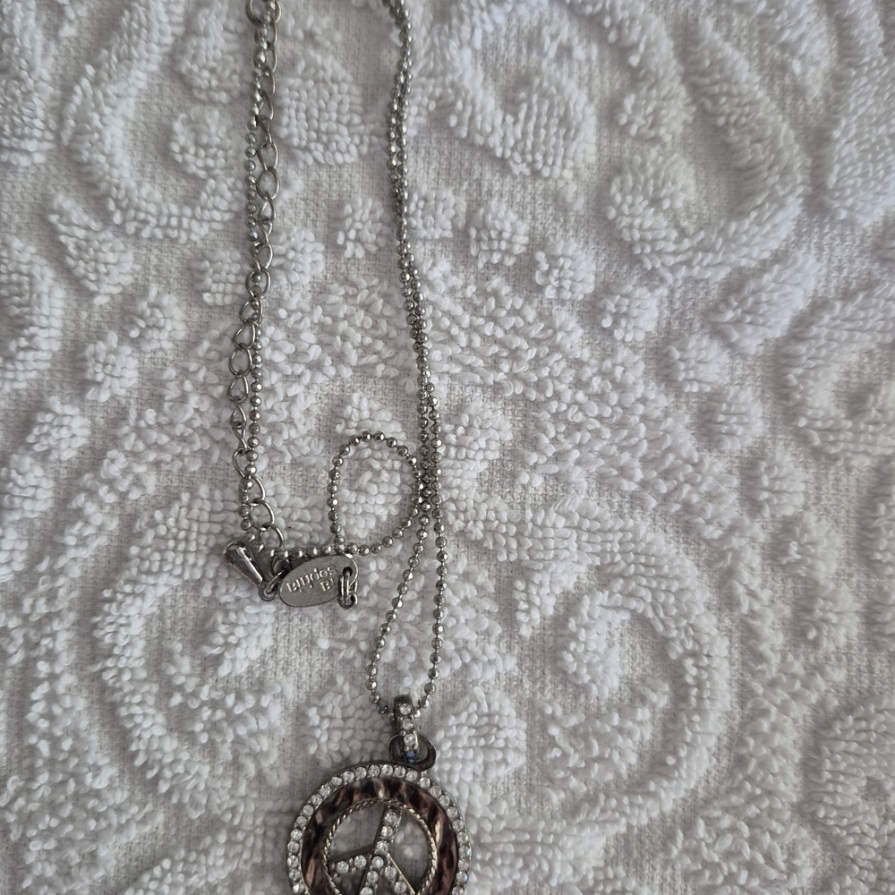 Lia Sophia Silver Peace Symbol Necklace - Picture 2 of 7